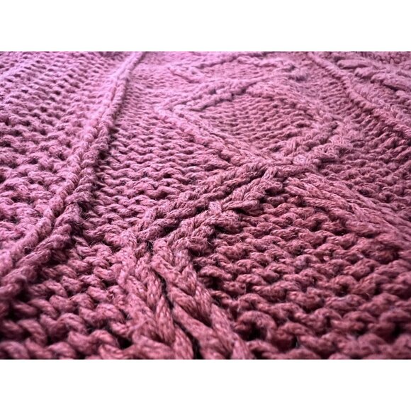 LITTLE WOOD GREEN Red/Orangeish Sweater Women Chunk Cable Knit Size Small VTG - Picture 10 of 11